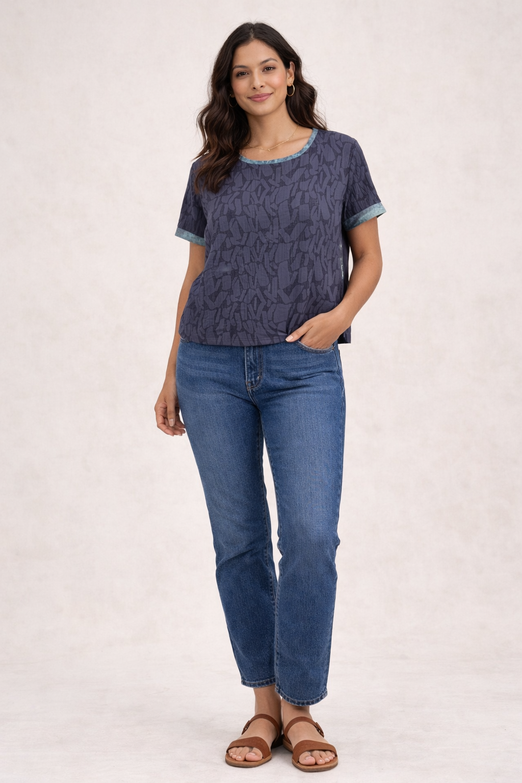 Cindy Top in Pebble Path Blue