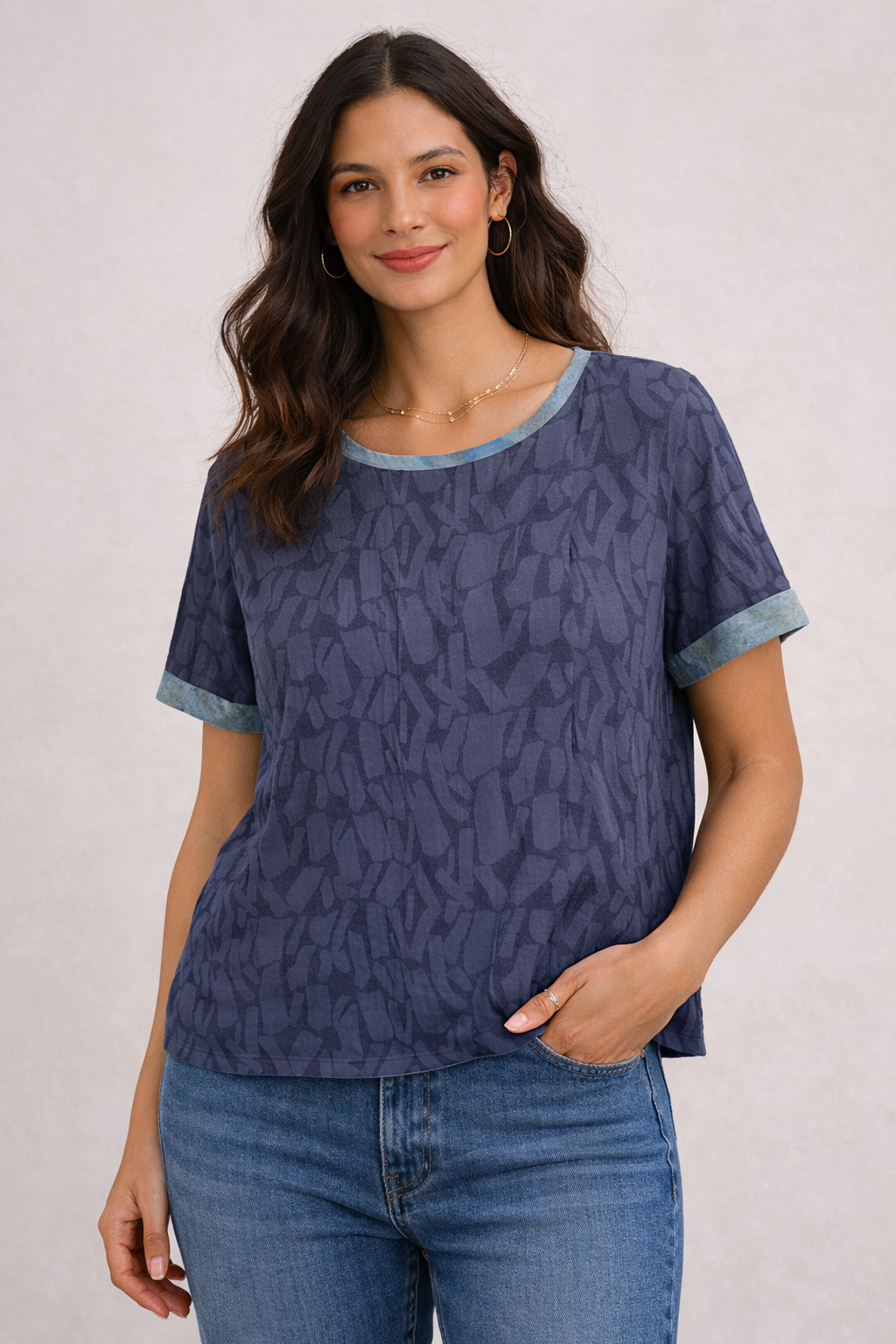 Cindy Top in Pebble Path Blue
