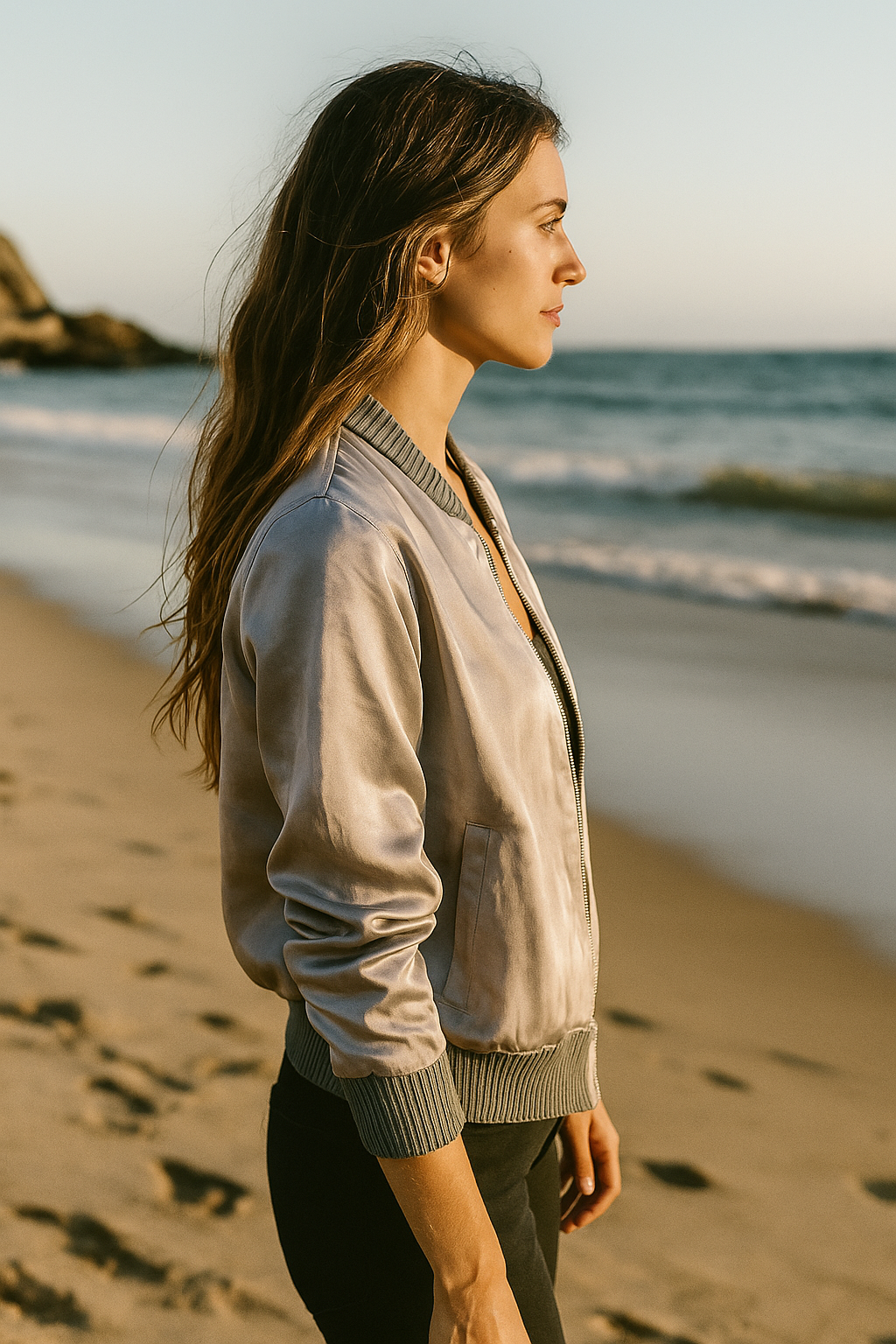 Silk Charmeuse Bomber Jacket
