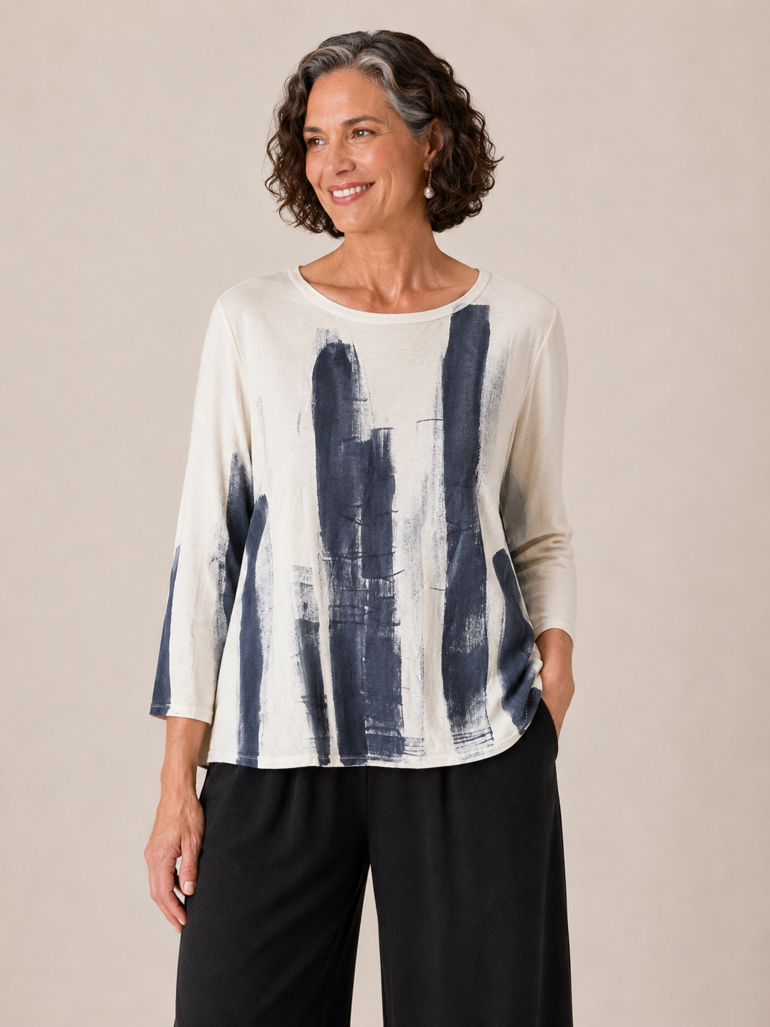 Betsy Top in Blue Brush Stroke