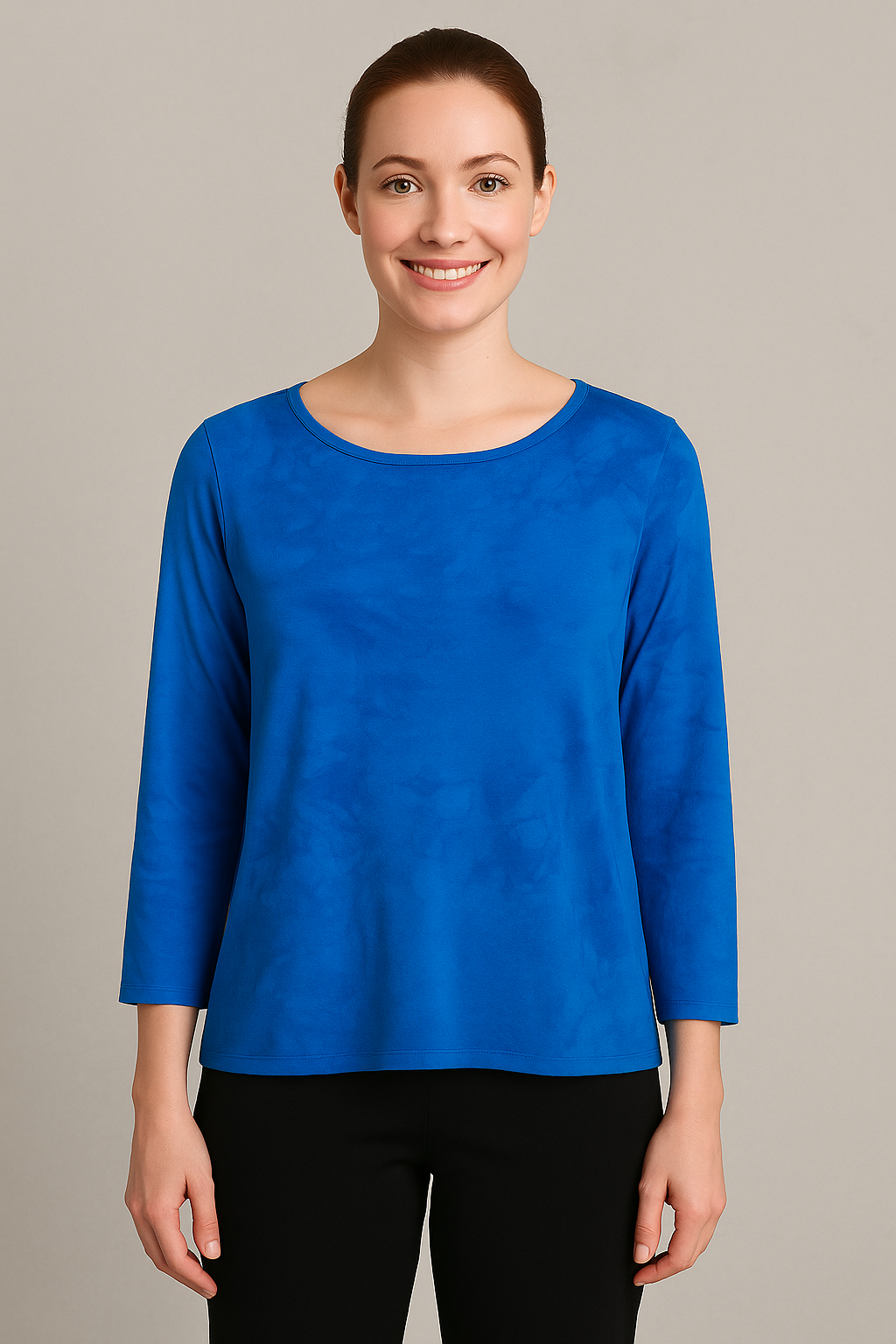 Betsy Top in Blue Poppy Variegated