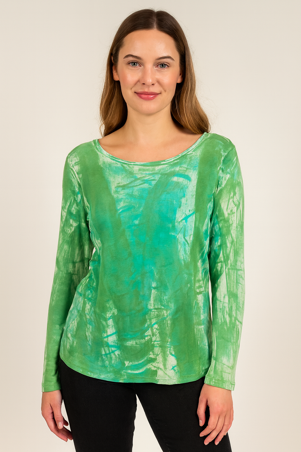 Jessie Top in Green light bright Brush Stroke