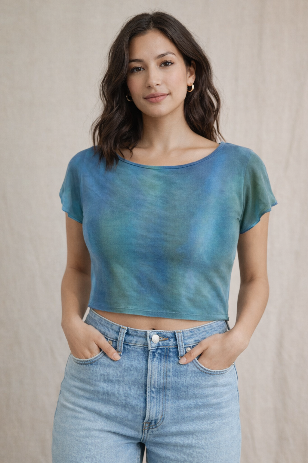 Short Top in Painted Blues