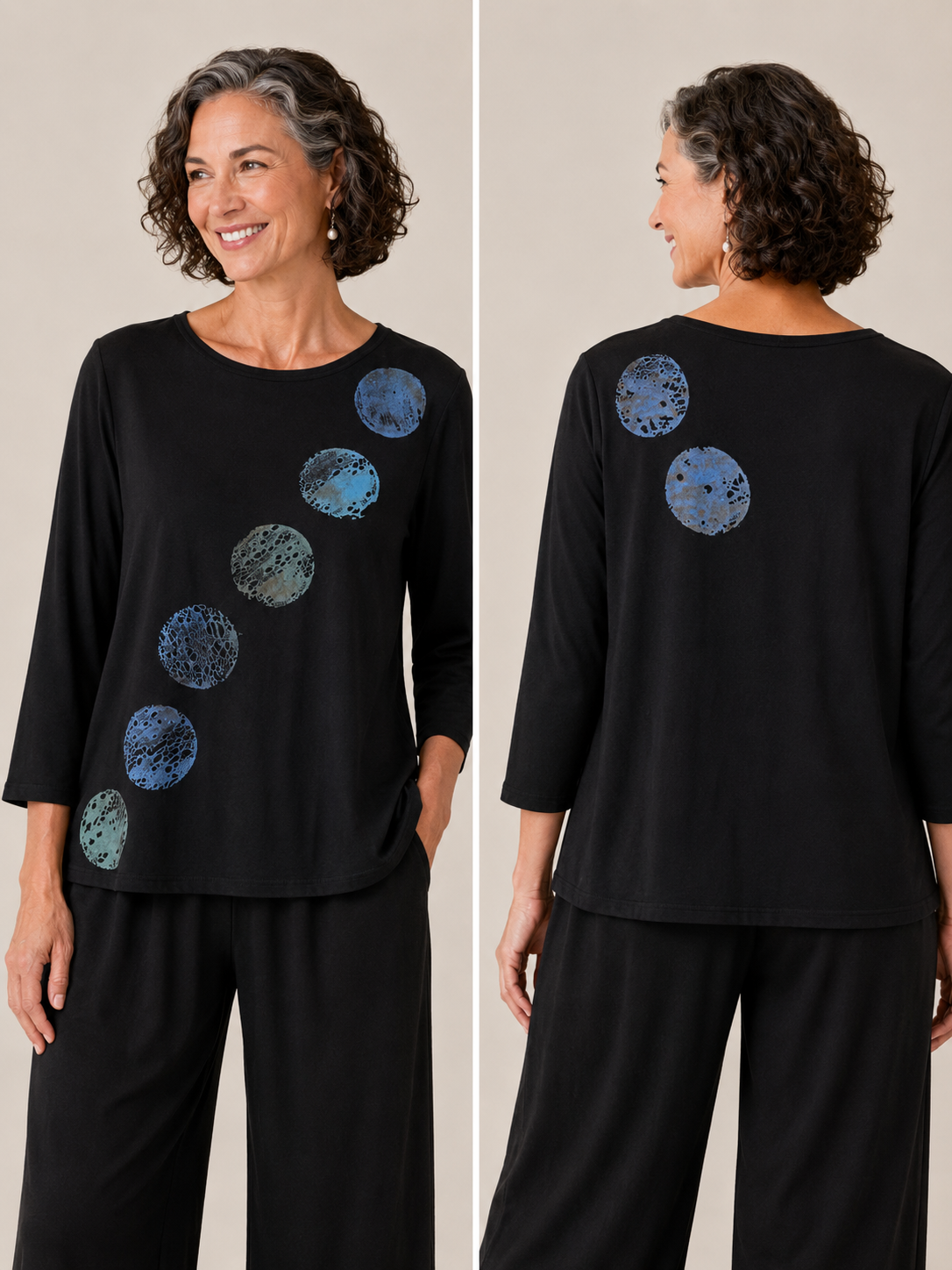 Betsy Top in Floating Moons Blue