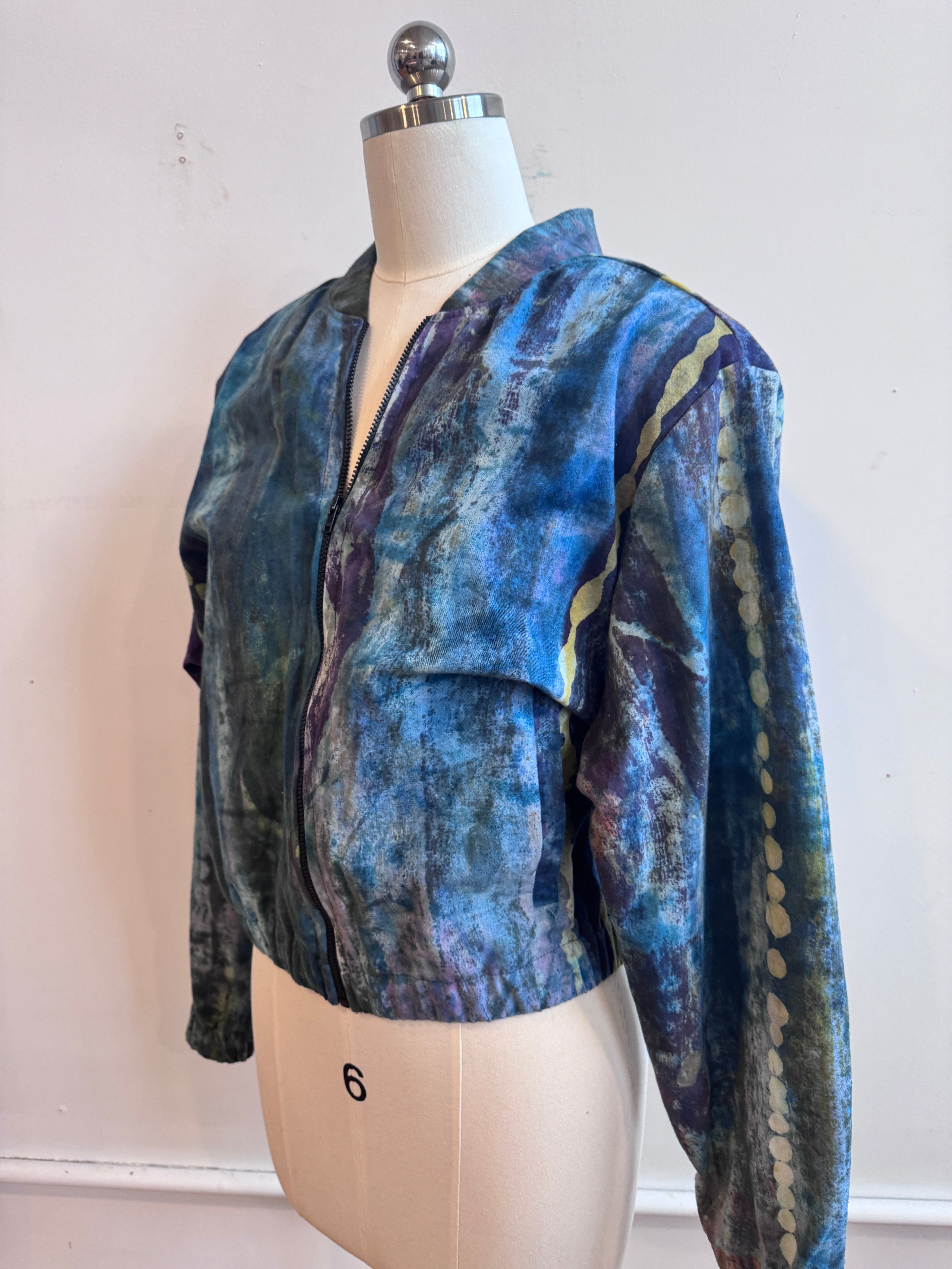 Bomber Jacket in Painterly Blues