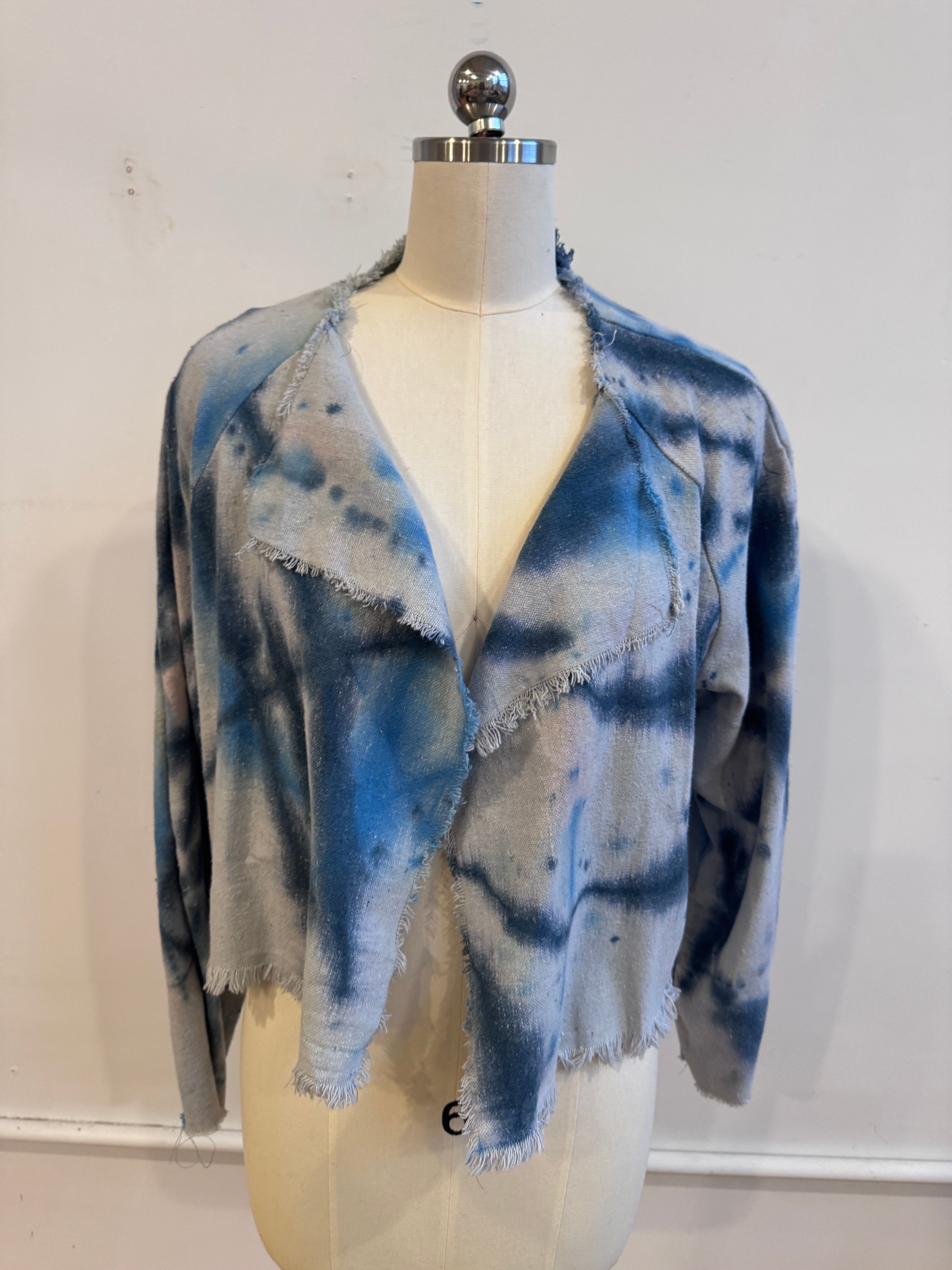 Valeria Jacket in Canvas Blue Squiggle