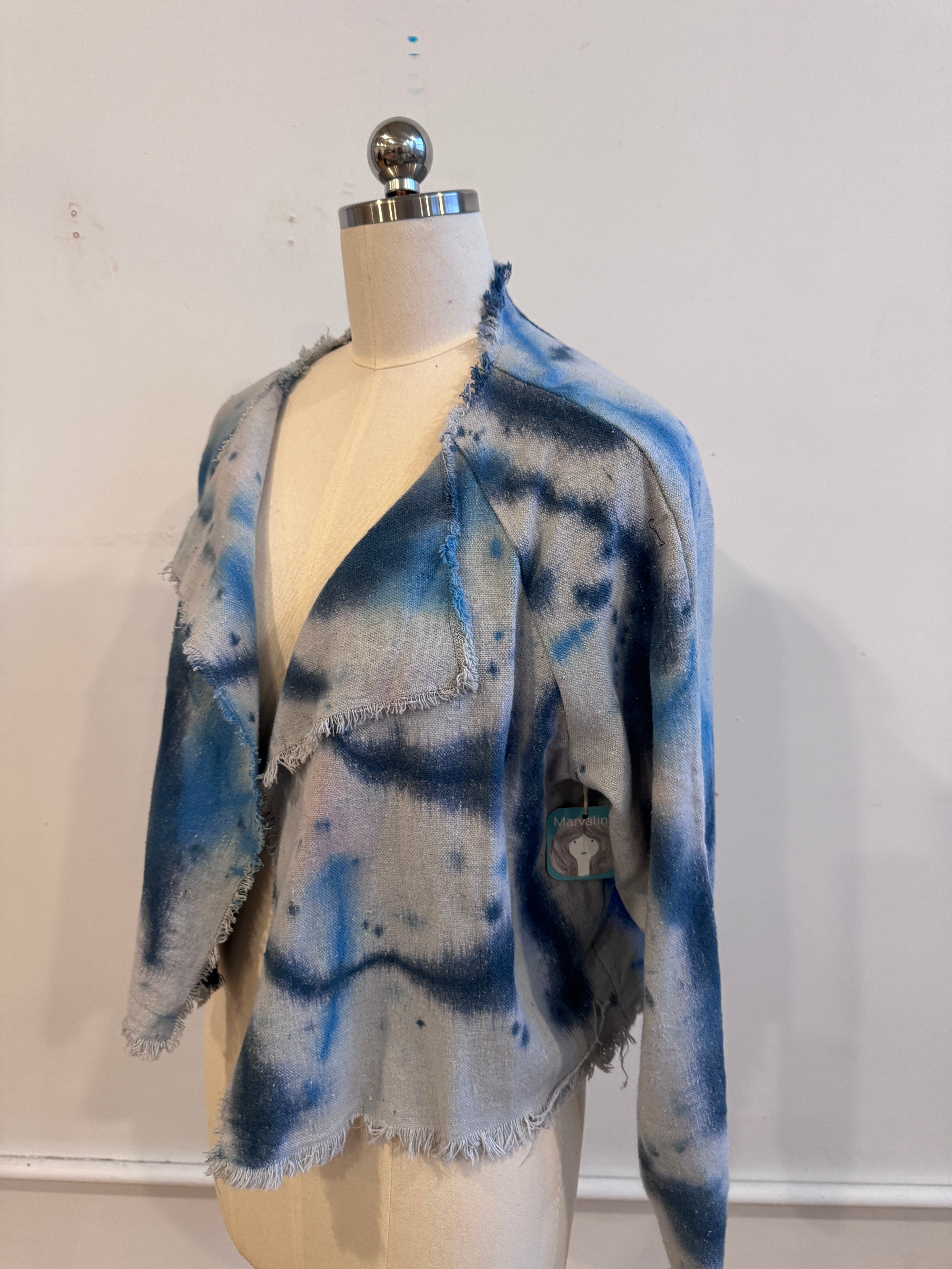 Valeria Jacket in Canvas Blue Squiggle