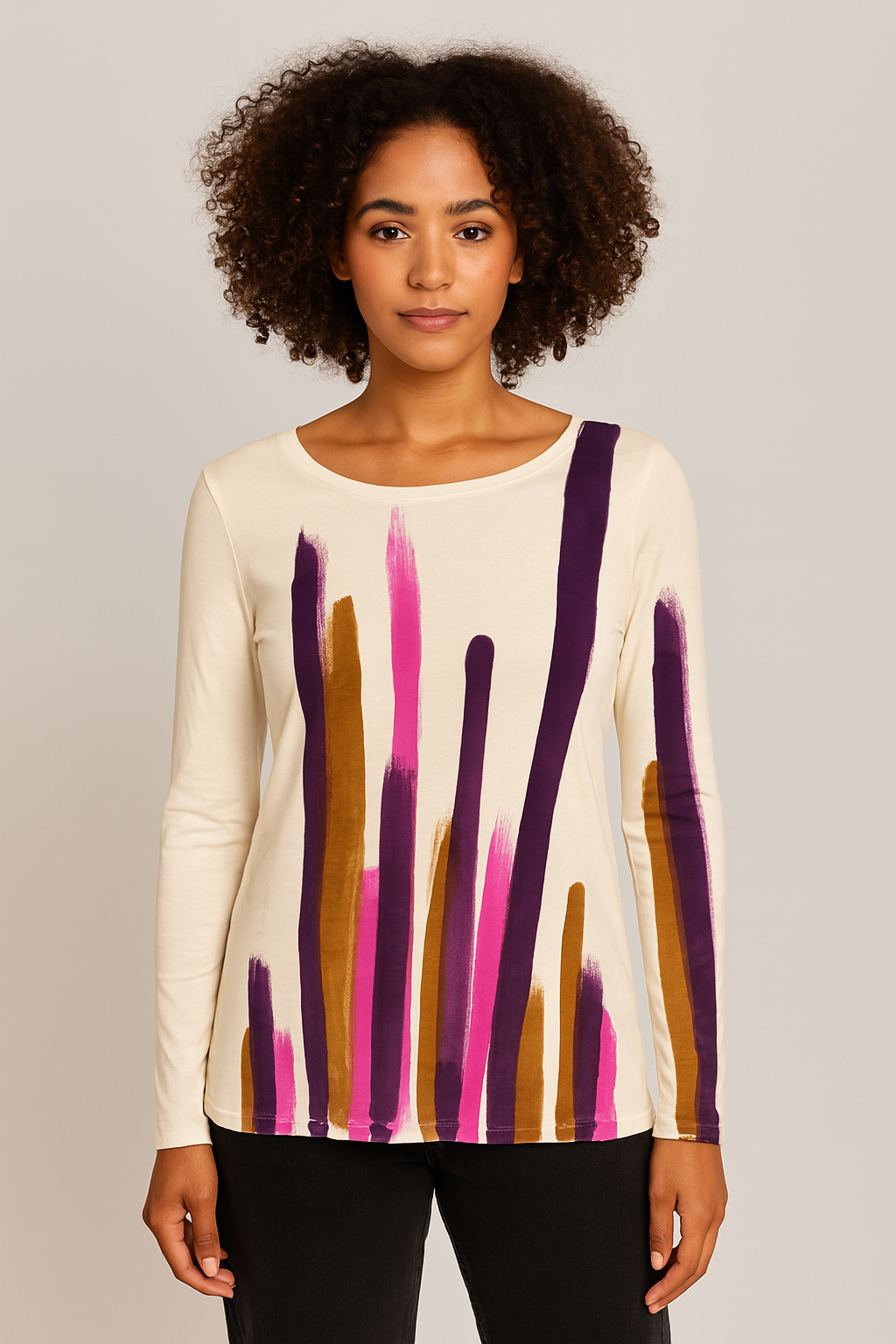 Jessie Top in Brush Strokes in Wildflower Garden