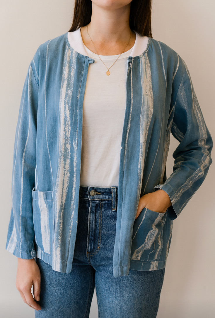 Cotton Blazer Style Jacket with Front Pockets