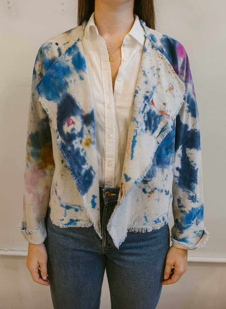 Valeria Jacket in Bull Demin Canvas Rainbow Splatter