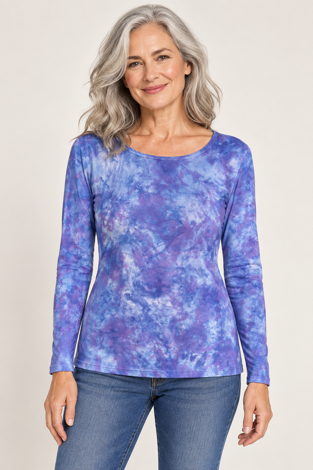 Jessie Top in Blue Poppy Variegated