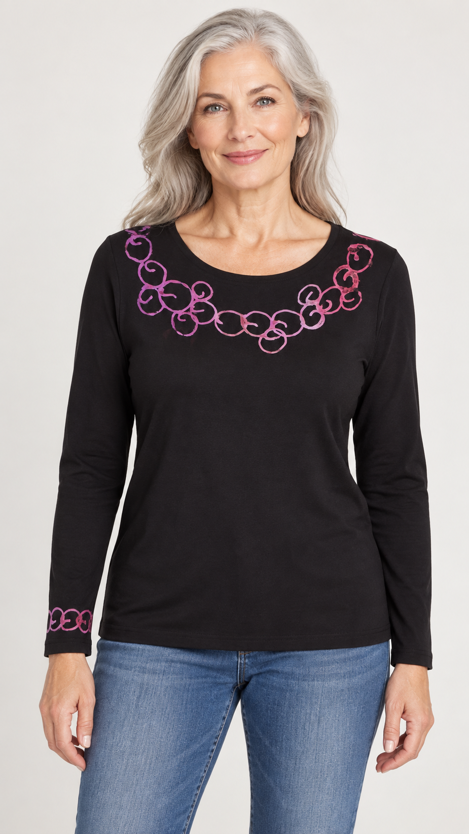 Jessie Top in Sea Scroll