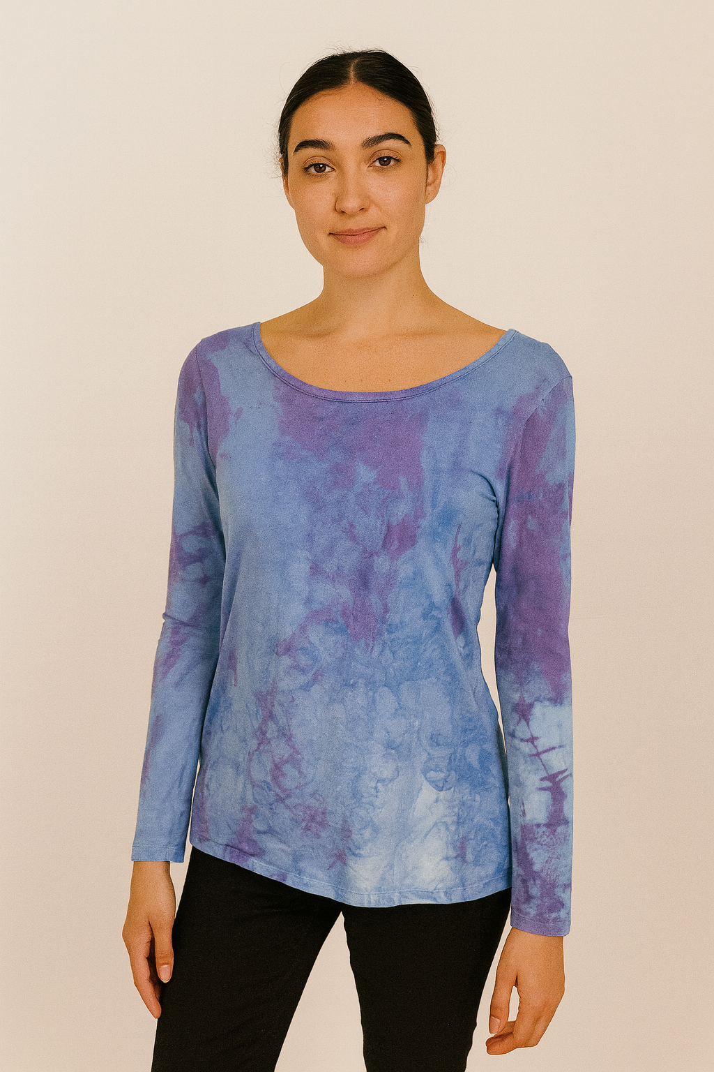 Jessie Top in Faded Blue Poppy Variegated