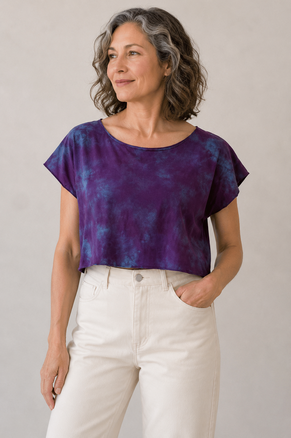 Short Top in Painted Purples and Reds