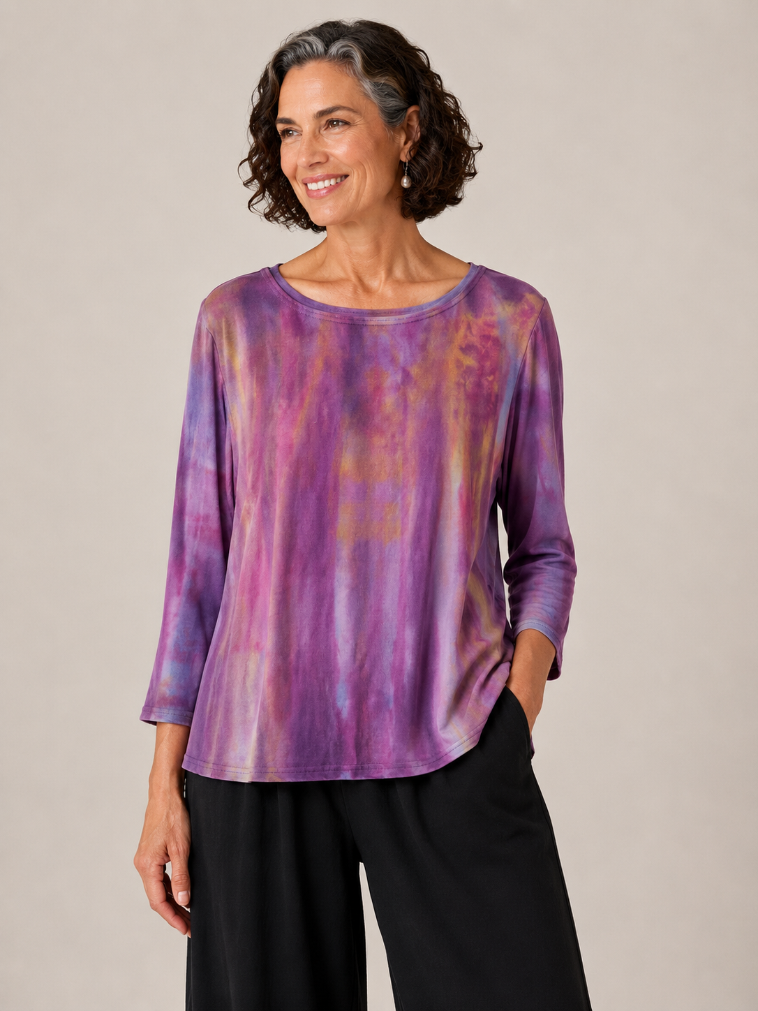 Betsy Top in Warm Brush Strokes