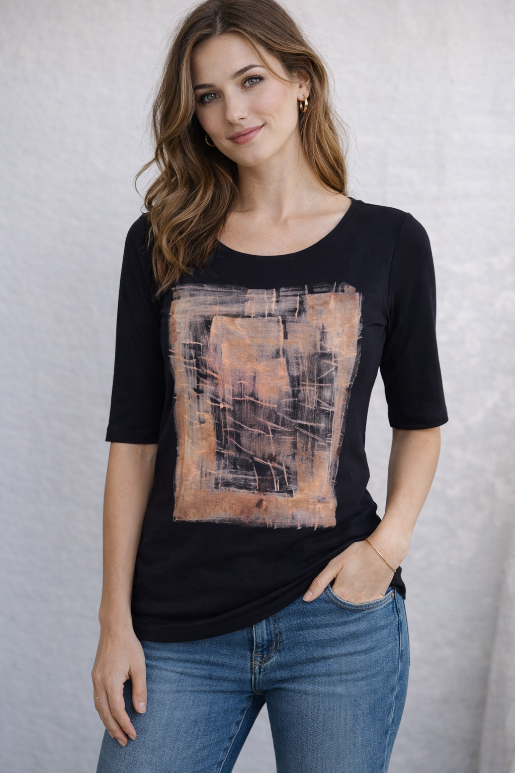 Emma Top in Rothko Beige Peach Square