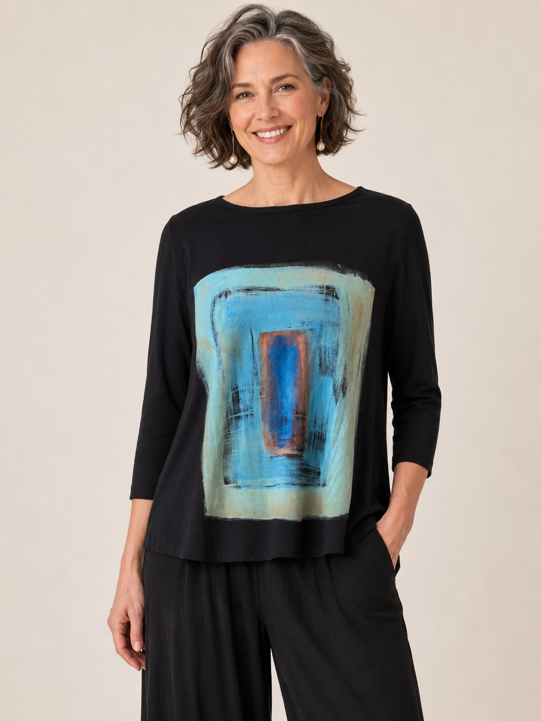 Betsy Top in Blue Square