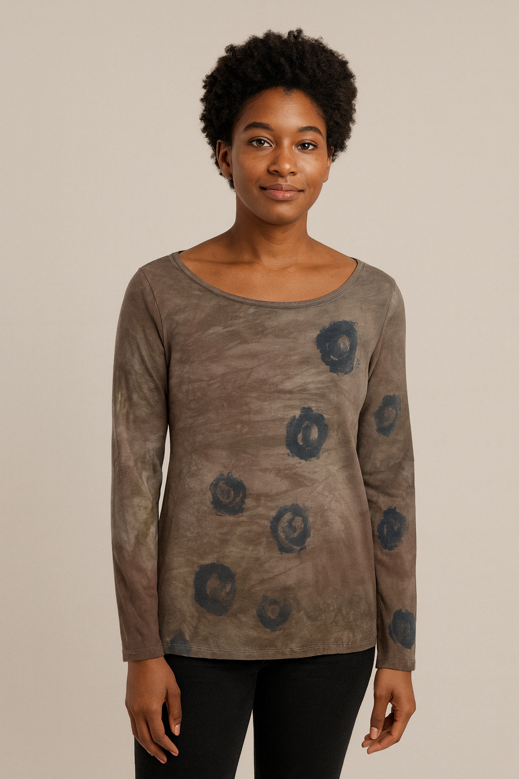 Jessie Top in Taupe Celestrial Orbs