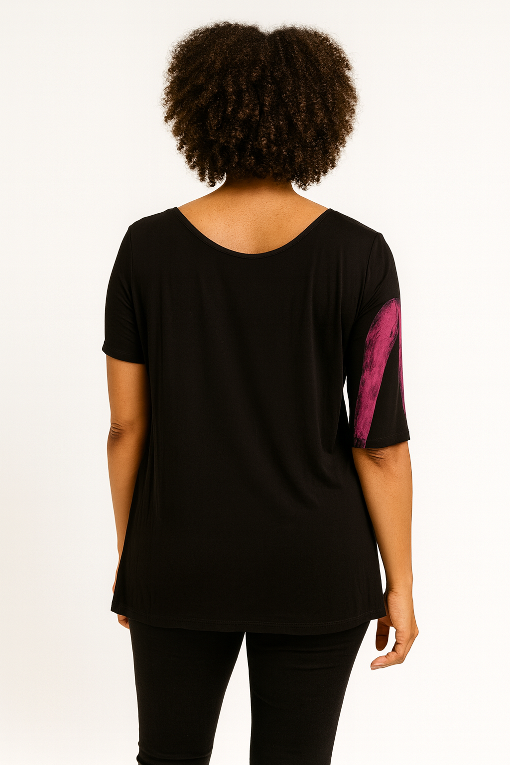 Emma Top in Side Lines in Fuchsia