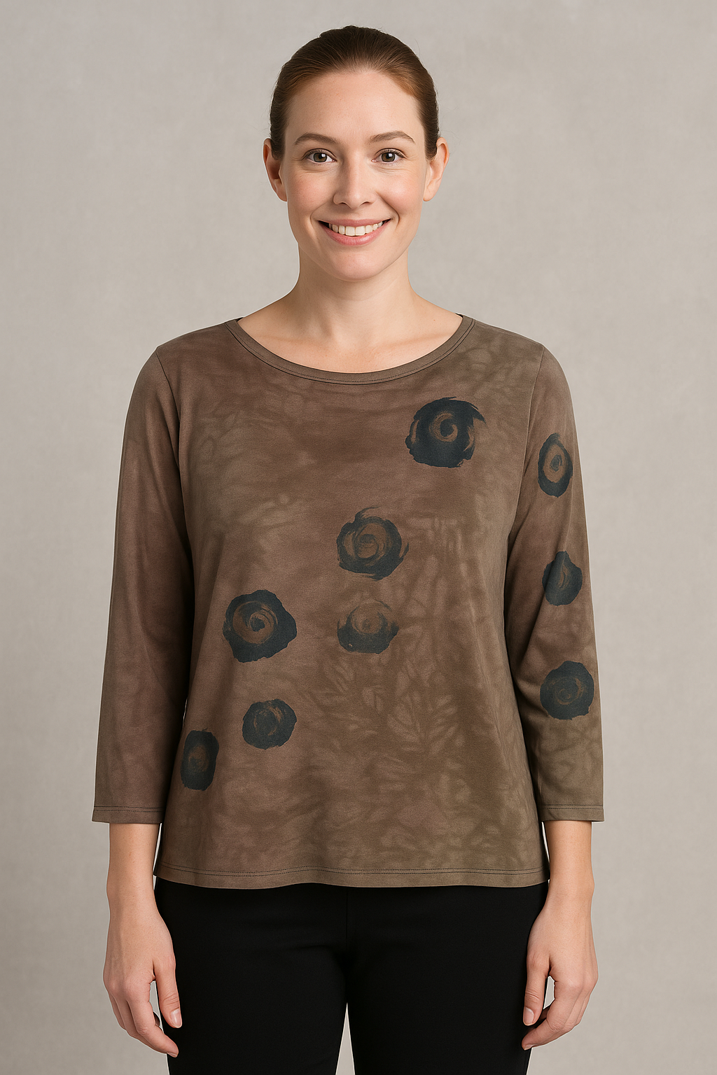 Betsy Top in Taupe Celestrial Orbs