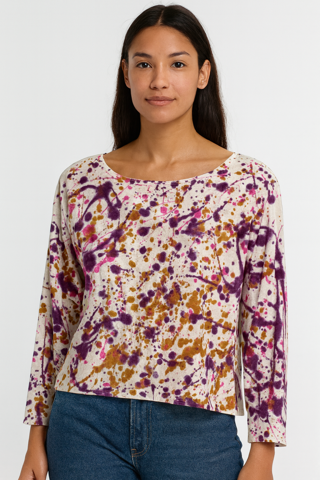 Betsy Top in Rain Splatter in Wildflower Garden