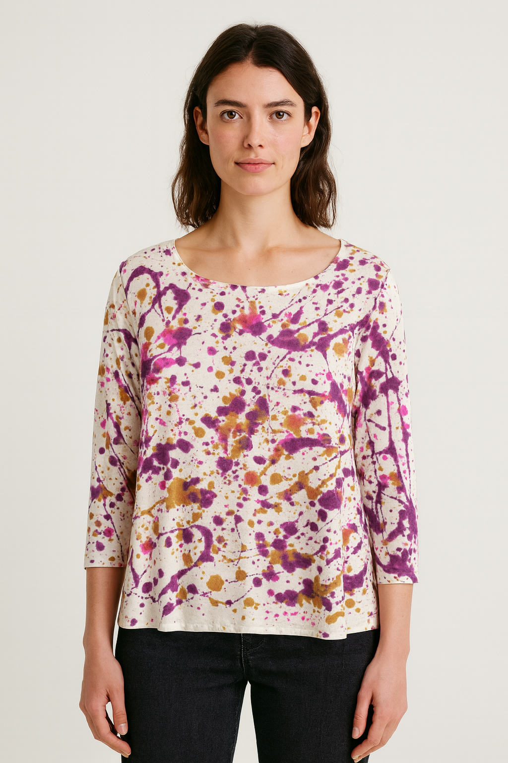 Betsy Top in Rain Splatter in Wildflower Garden