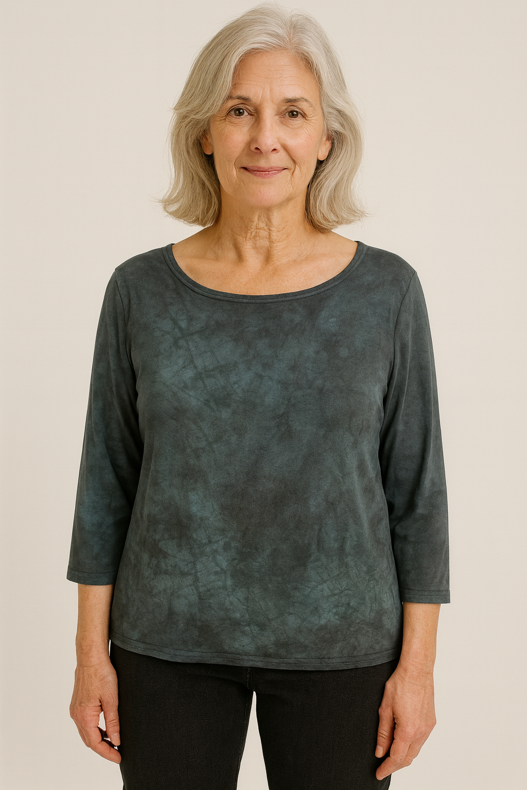 Betsy Top in Medium Grey Variegated