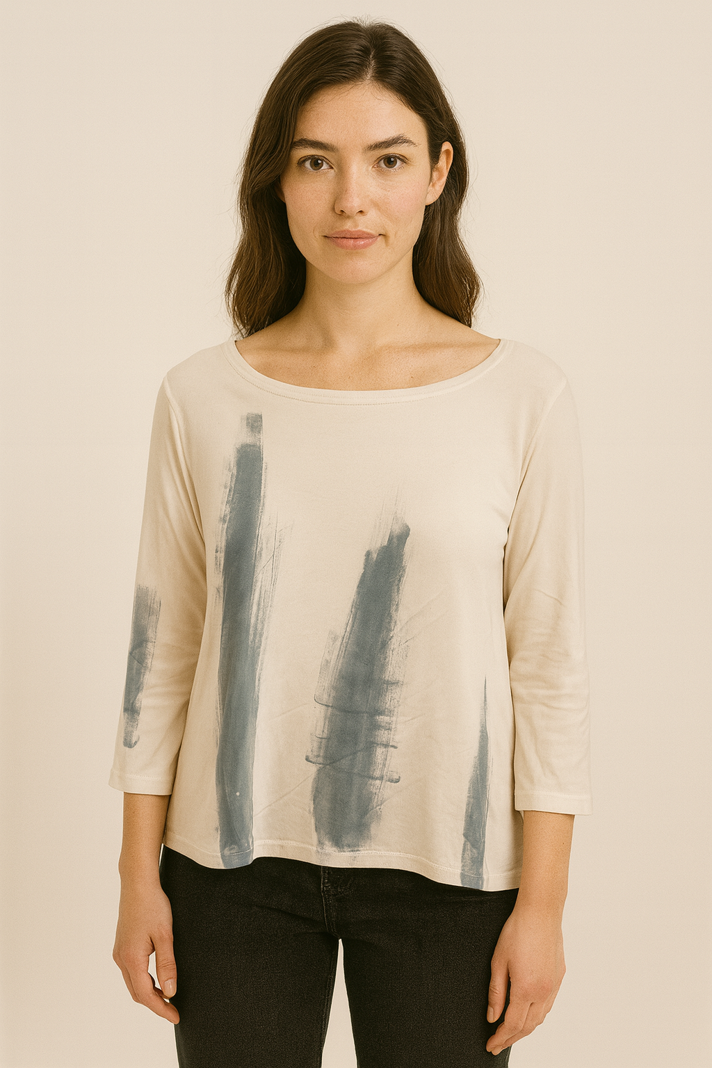 Betsy Top in Blue Brush Stroke