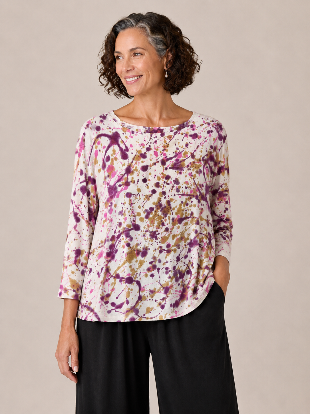 Betsy Top in Rasberry Splatter