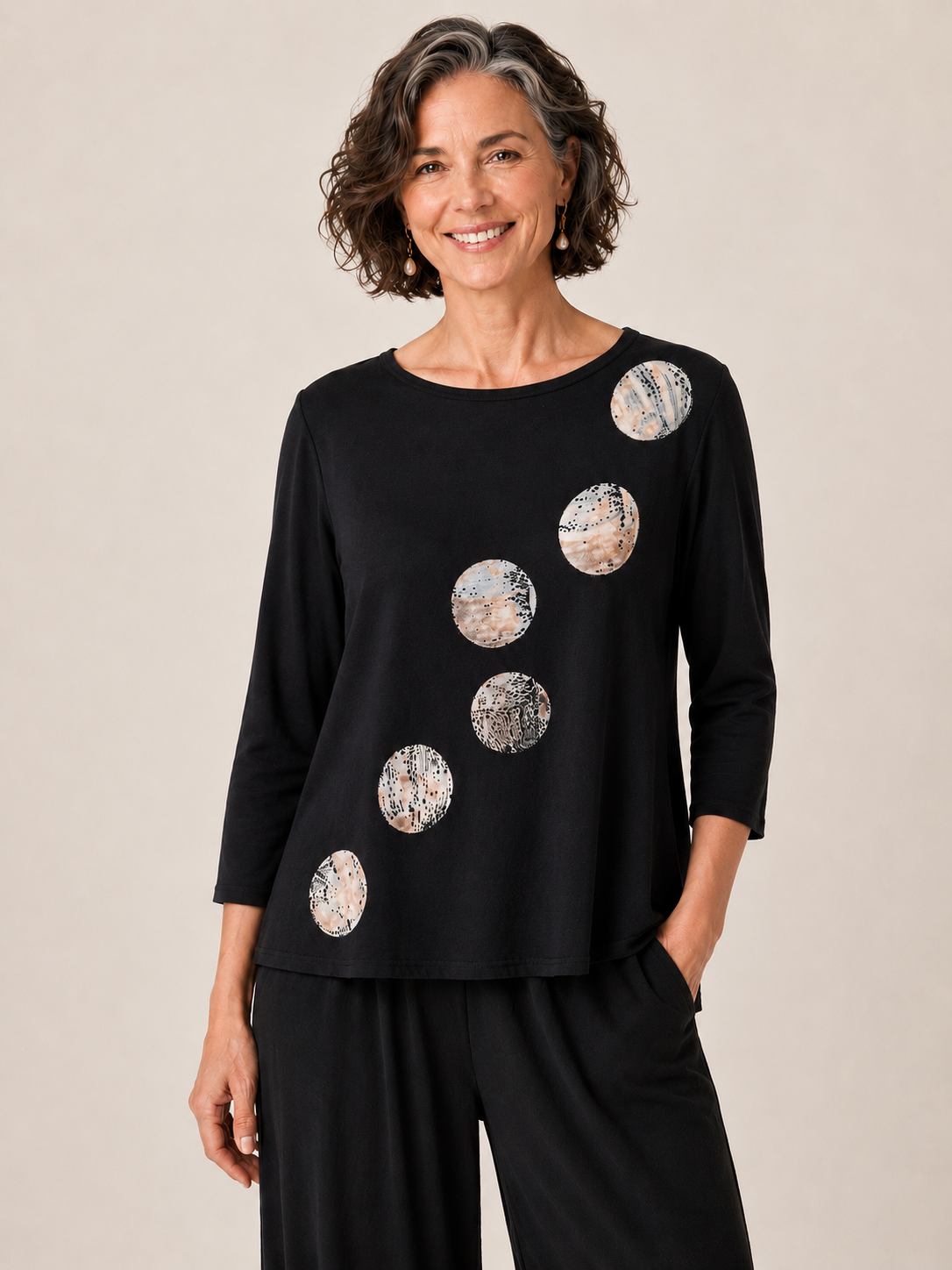 Betsy Top in Floating Moons Beige