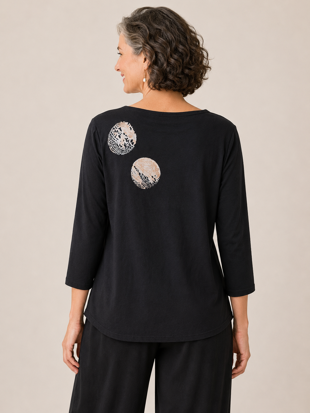 Betsy Top in Floating Moons Beige