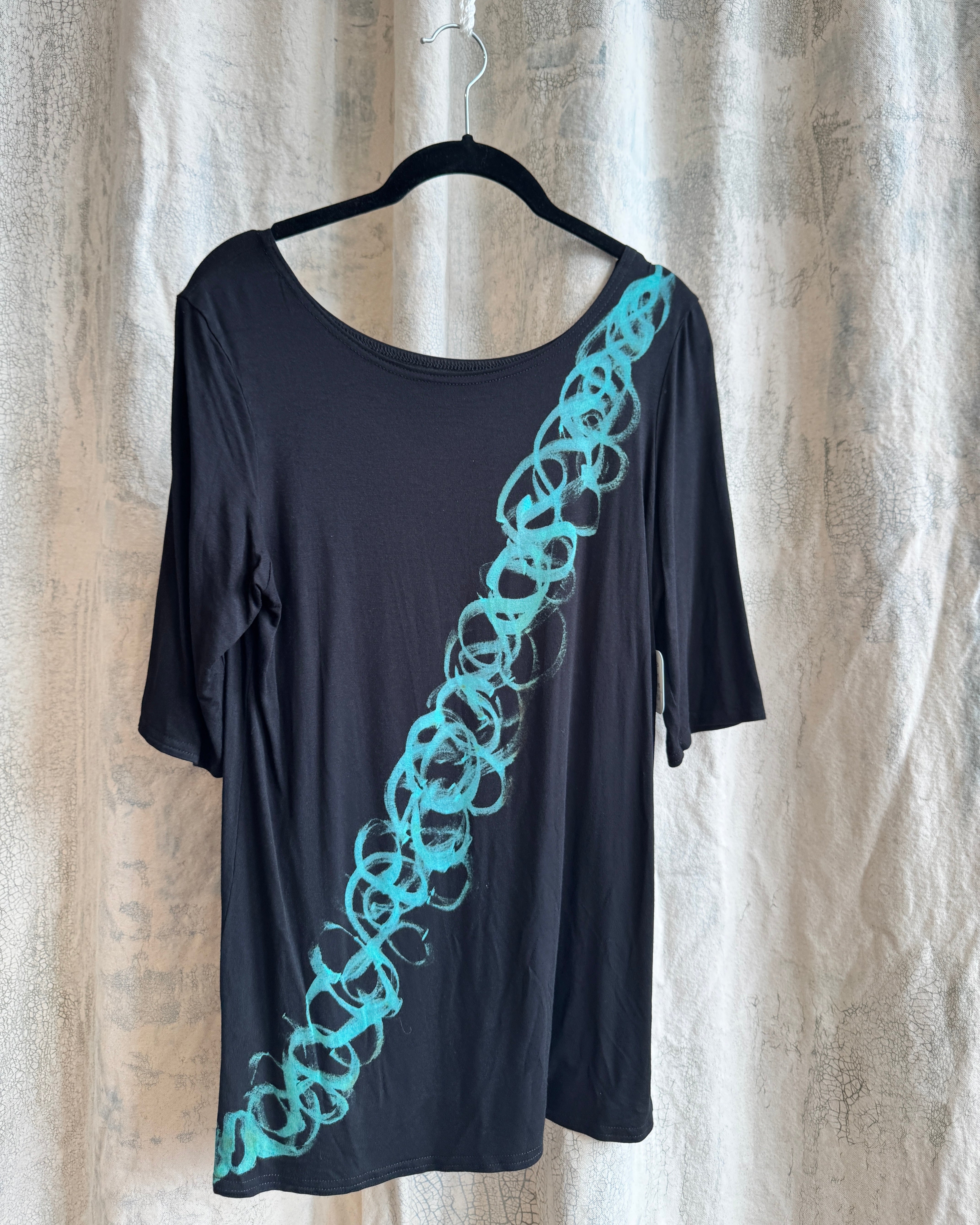 EMMA TOP in TURQUOISE SCRIPT