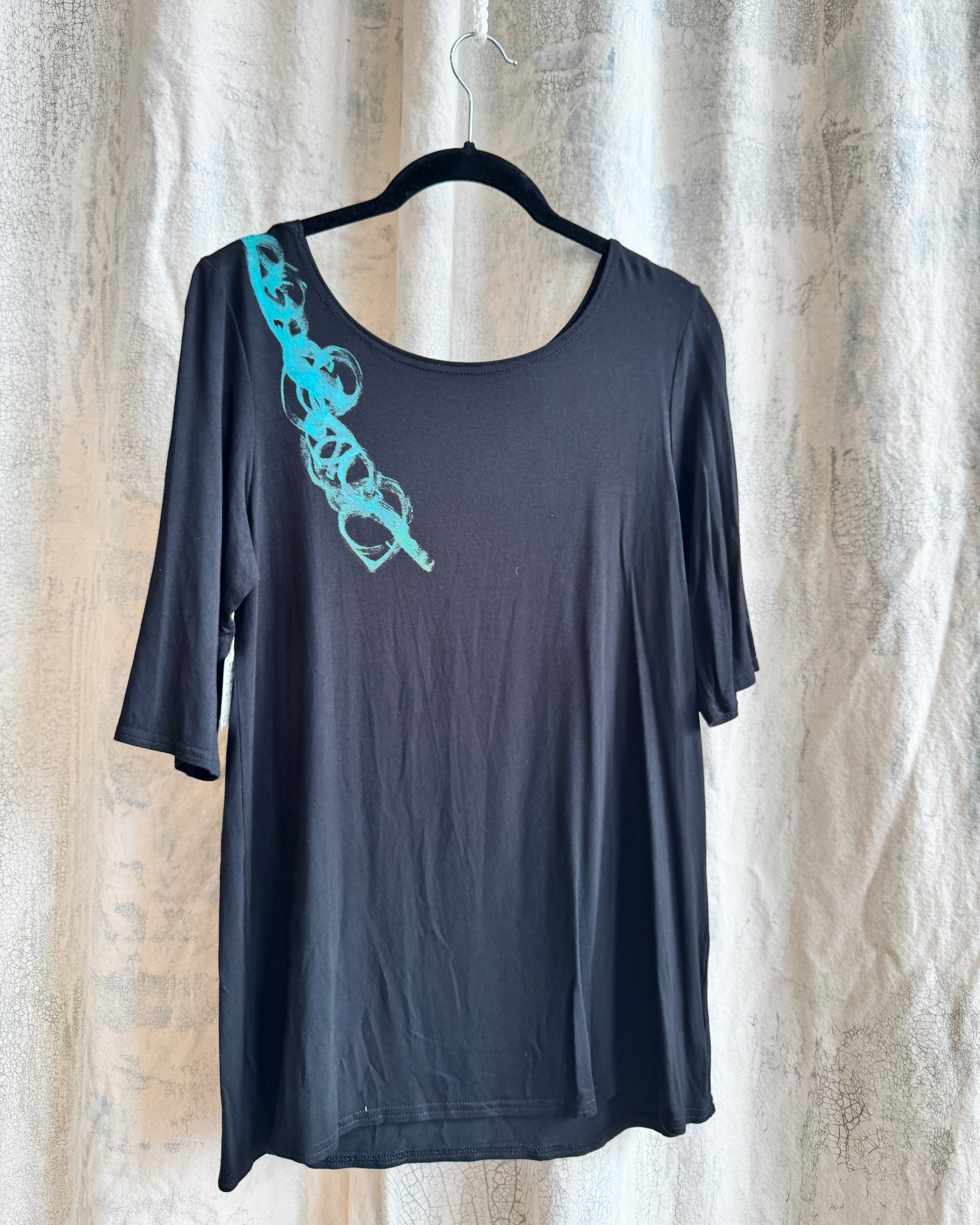 EMMA TOP in TURQUOISE SCRIPT