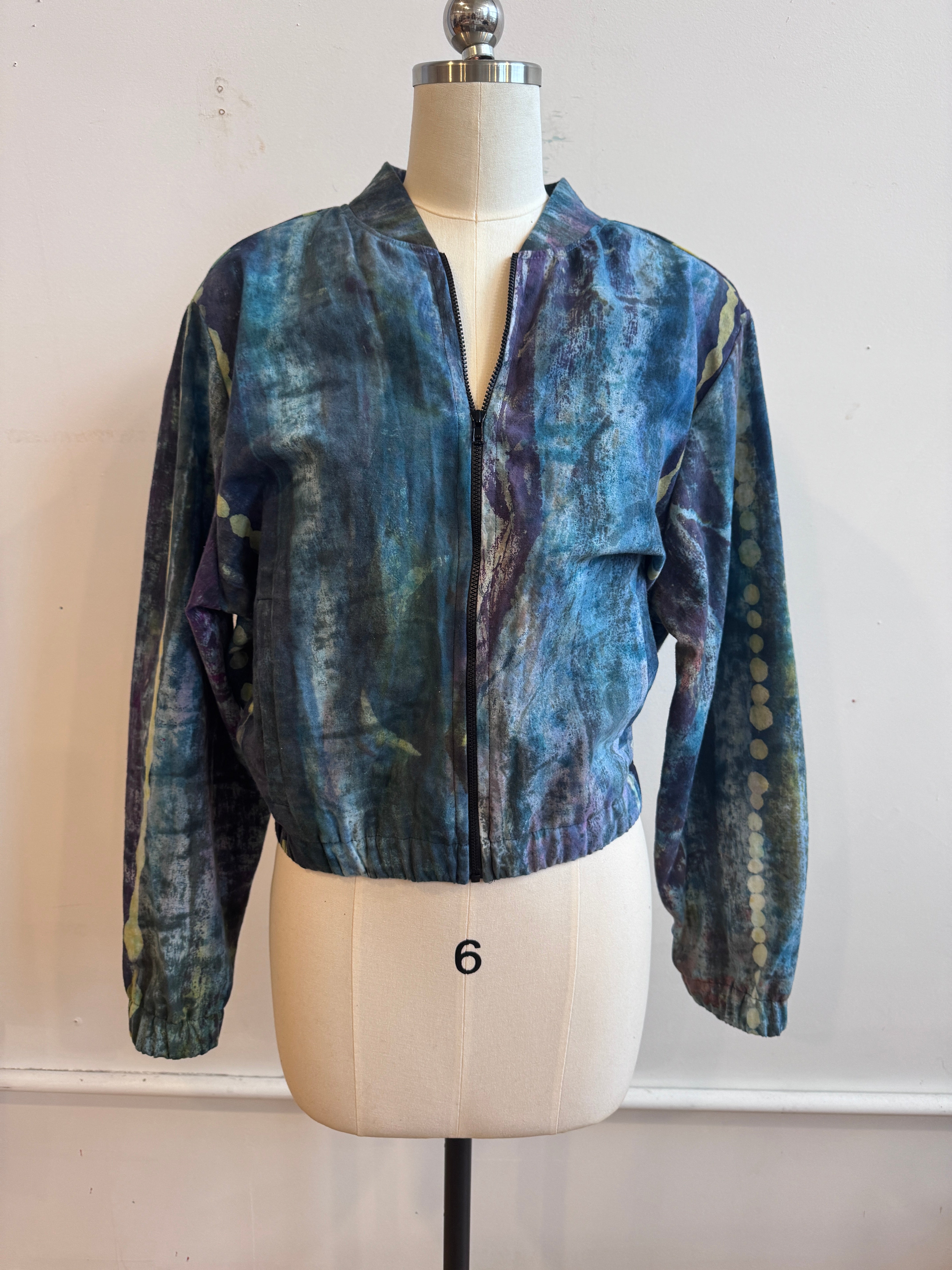 Bomber Jacket in Painterly Blues